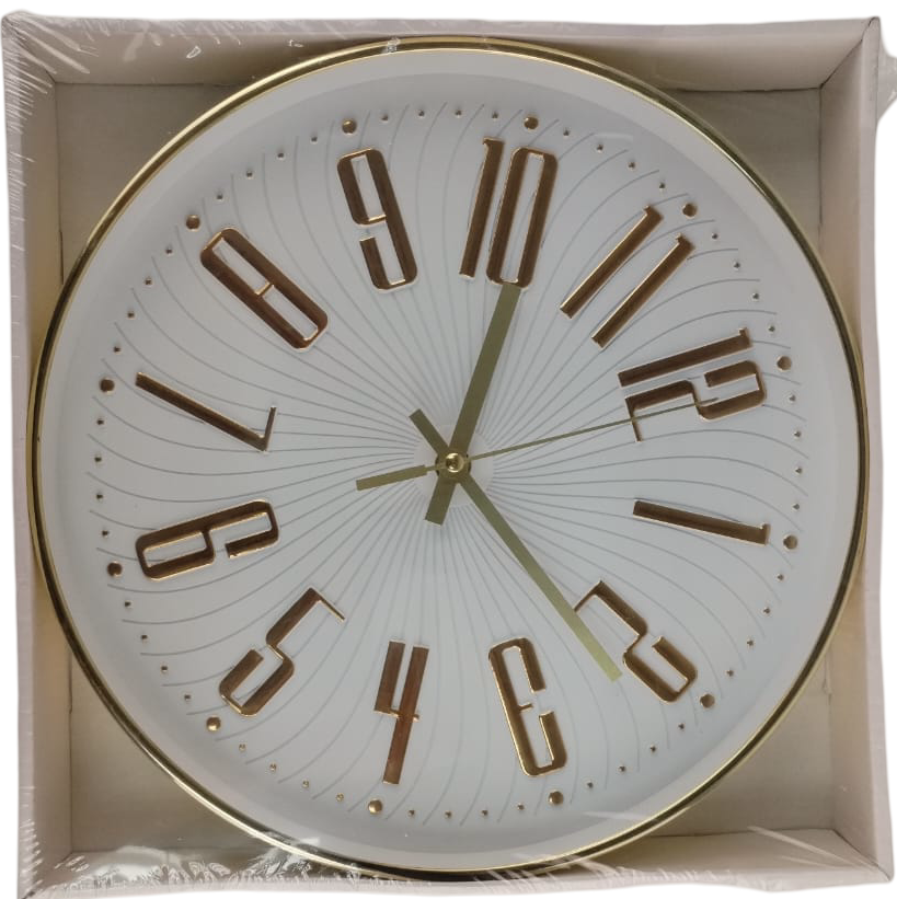 Big_CSY-KX6003-5GLD-2 Casey Wall Clock Gold Outer Rim With Gold Details - Image 1