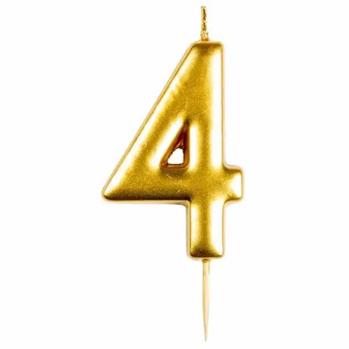 Big_CSY0125-13-NR4G Casey 10cm Gold Numerical Birthday Candle Nr.4 - Image 1
