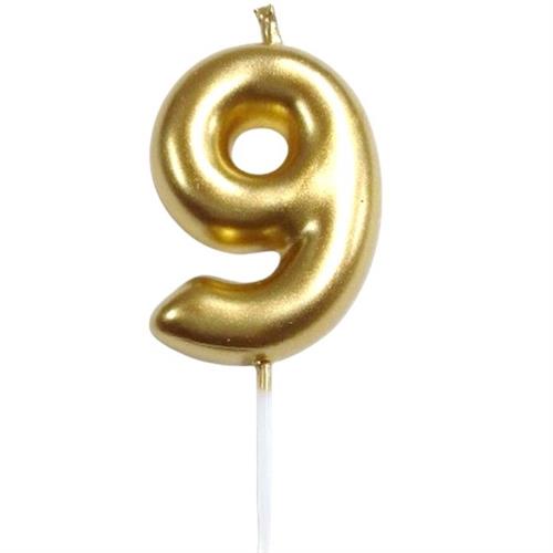Big_CSY0125-13-NR9Gmain3 Casey 10cm Gold Numerical Birthday Candle Nr.9 - Image 1