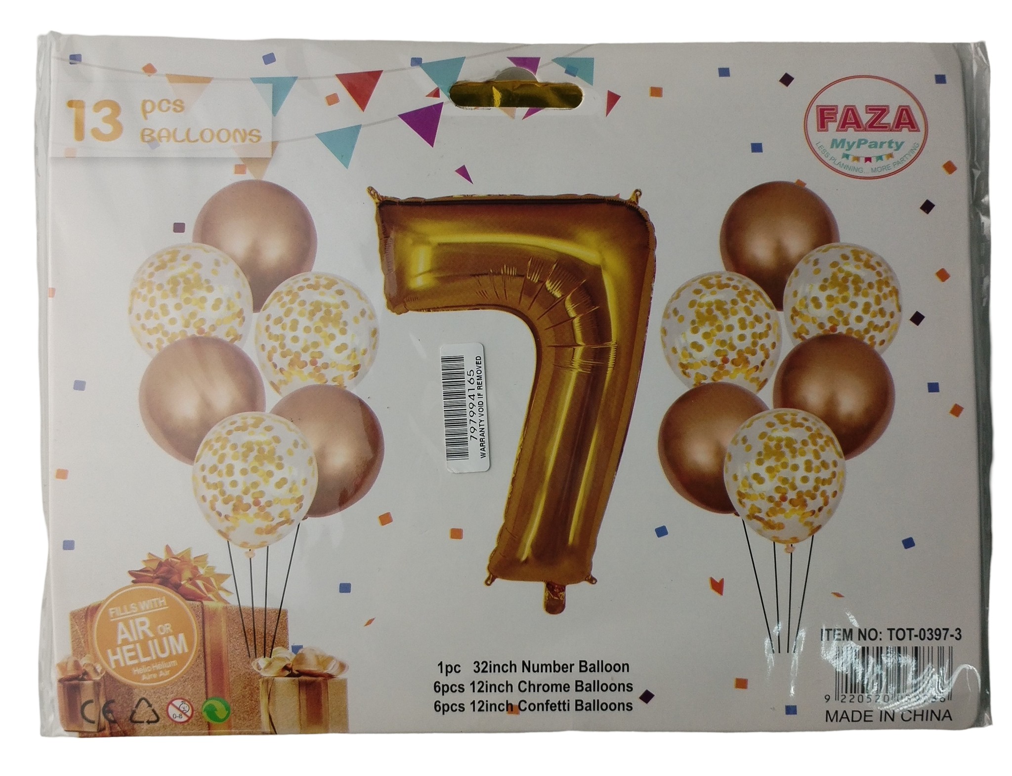 Big_IZY-0397-3-NR7G-1 Casey 13pc Gold and White Balloon Set Nr.7 - Image 1