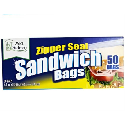 Casey Zip Seal 50 Sandwich Bags 16x15cm Retail