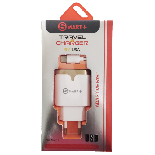Big_MM01-TYPEC-WHITESILVER-01 Geeko SMART Plus USB Travel Wall Charger with - Image 1