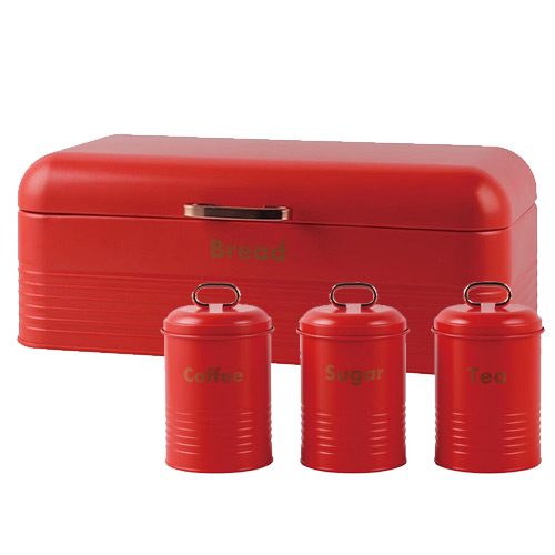 Big_Totally-Red-Breadbin-combo-esq-003 Totally 4 Piece Retro Breadbin And Canister Tin - Image 1
