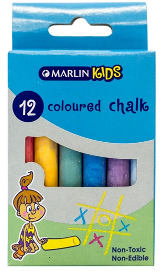 Marlin Kids Coloured Chalk Pack of 12 Non