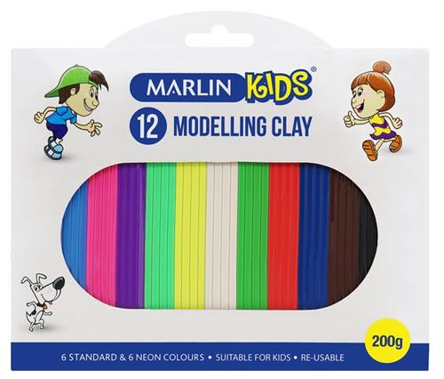Big_6009608647833 Marlin Kids Modelling Clay 200g 12 Colours –Non - Image 1