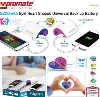 Big_6959144011974-01 Promate Couple 5200mAh Split Heart Universal Back - Image 1